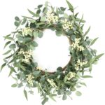 Pinkpum 20'' Eucalyptus Wreath for Front Door, Porch, Window - Green Decor for Home, Farmhouse - Spring, Summer, Fall, All Seasons - Image 2