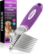 Poodle Dematting Fur Rake Comb Brush for Dogs and Cats - Long 2.5" Steel Safety Blades Metal Comb for Detangling Matted or Knotted Undercoat Hair - Image 2