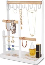 ProCase Cute Jewelry Stand, Aesthetic Jewelry Organizer for Dresser Vanity, Jewelry Holder Display for Necklaces Earrings, Gifts for Teen Girls Women, Bedroom Dorm Decor -Medium, White - Image 2