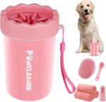 Professional 7 in 1 Dog Paw Cleaner for Dogs - Includes 1 Portable Paw Washer, 1 Bath Brush, 2 Dog Toothbrushes and 3 Absorbent Towels Note: Fits Paws 1.5 to 2.5 Inches Wide (Medium, Light Pink) - Image 2