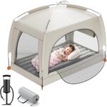 QPAU Inflatable Toddler Travel Bed with Tent – Lightweight Blow Up Kids Air Mattress with Hand Pump – Indoor & Outdoor Portable Sleeping Solution for Camping, Travel, Home, Grandma’s – Ages 3+ - Image 2