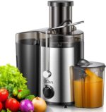 Qcen Juicer Machine, 500W Centrifugal Juicer Extractor with Wide Mouth 3” Feed Chute for Fruit Vegetable, Easy to Clean, Stainless Steel, BPA-free (Black) - Image 2