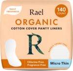 Rael Panty Liners for Women, Organic Cotton Cover - Daily Pantiliners, Light Absorbency, Unscented, Chlorine Free (Micro Thin, 140 Count) - Image 2
