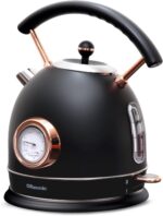 Rasonic Retro Electric Kettle Stainless Steel, 1.8L Tea Water Boiler, 1500W Fast Quiet Boil, Temperature Gauge, Auto Shut-Off, Boil-Dry Protection, Matt Black and Rose Gold - Image 2