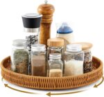 Reallnaive 12 Inch Lazy Susan Organizer, Rattan Round Turntable, Lazy Susan for Table Top, Wicker Tray Hand Woven, Wicker Plate Rotating Spice Rack for Kitchen Cabinet Countertop Storage Essential - Image 2