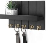 Rebee Vision Farmhouse Key Holder Wall Mount - Modern Key Holder for Living Room and Mail Organizer with Shelf & Hooks for Apartment Essentials - Home Decor Aesthetic (Black, 3.54"D x 10"W x 7.28"H) - Image 2