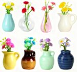 Renmxj 8 Pcs Refrigerator Magnets - Cute Mini Ceramic Vase Fridge Magnets with Artificial Flowers, Funny Tiny Vase Magnet for Fridge Decorative, Office, Kitchen, Locker, Whiteboard - Image 2
