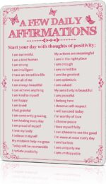 Room Decor Aesthetic A Few Daily Affirmations Motivational Wall Art Tin Metal Sign Pink Butterfly Wall Home Coffee Room Office Decor Gifts 8X12 Inches - Image 2