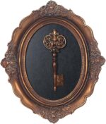 S-MANTIS Vintage Wall Sculpture, Antique Pediment, Hallway Wall Art, Hand Painted Wall Decoration With Embossed Intricate Key Design, Oval Aesthetic Room Décor, Gallery, Unique Gift (Antique Gold-Key) - Image 2