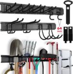 SEDY 64" Heavy Duty Garage Storage Tool Organizer Wall Mount - Tool Rack with Adjustable Hooks, Anti-Rust, 300lbs Capacity - Easy Installation (4 Racks, 10 Hooks, 3 Straps) - Image 2
