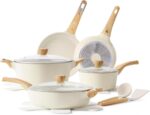 SENSARTE Ceramic Cookware Sets, Pots and Pans Set Non stick, 14 Piece Induction Cookware, Non toxic Healthy Non Stick Kitchen Cooking Set, with Frying Pans Set, PFAS PTFE PFOA PFOS Free - Image 2