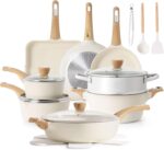 SENSARTE Ceramic Cookware Sets, Pots and Pans Set Nonstick, 20-Piece Induction Cookware, Non-toxic Healthy Non Stick Kitchen Cooking Set with Stay-Cool Handles, PFAS PTFE PFOA PFOS Free - Image 2