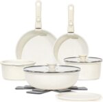 SODAY 15Pcs Pots and Pans Set Non Stick, Cookware Sets with Detachable Handle, Nonstick RV Kitchen Cooking Tools Removable Handles, Oven Safe, Induction Fast, Stackable Induction Cookware, White - Image 2