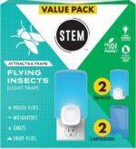 STEM Flying Insect Trap - Indoor Fruit Fly & Gnat Catcher for Home, Kitchen & Any Room, Attracts & Traps Bugs, Soft Blue UV Light - Includes 2 Plug-In Devices & 2 Cartridges - Image 2