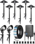 SUNVIE All-in-ONE Landscape Lighting Kit 6-Pack LED Outdoor Pathway Lights, 2-Pack Spotlights, 60W Transformer, 100FT 16/2 AWG Wire and Connectors Outdoor Landscape Lighting for Walkway Garden Yard - Image 2