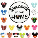 SUPYFD 19Pcs Cute Mouse Interchangeable Seasonal Welcome Door Sign for Front Door Decor, Welcome to Our Home Sign with Interchangeable Holiday Pieces for Farmhouse/Wall/Porch Decor and Housewarming - Image 2