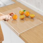 SWSKR Acrylic Cutting Board with Counter Lip,17.5"x13.5" Clear Cutting Board for Kitchen Countertop,Non-Slip,60% Thicker,Perfect for Bread,Meat,Veggies & More,Great Kitchen Essential Gadgets & Decor - Image 2