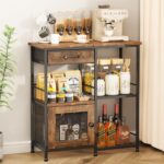 SWTYMIKI Coffee Bar Cabinet for Home - Farmhouse Coffee Stand Station Multi-Purpose Buffet Sideboard Cabinet with Drawers - Kitchen Bar Table for Living Room, Corner, Small Space, Espresso - Image 2