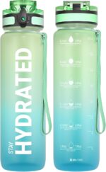 Sahara Sailor Water Bottle 32oz, Durable and Leakproof Water Bottles Motivational with Time Marker, Tritan, BPA Free, Wide Mouth with Easy Clean Brush for Gym, Travel, Home, School, Office (1 Bottle) - Image 2