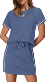 Sampeel 2 Piece Sets for Women Skirt Sets Summer Outfits Womens Clothing Set Travel Workout Skort Sets - Image 2
