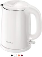 Secura Stainless Steel Double Wall Electric Kettle Water Heater for Tea Coffee w/Auto Shut-Off and Boil-Dry Protection, 1.0L (White) SWK-1001DW/HB-K012 - Image 2