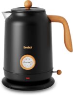 Seehot® 1.7L (57.oz) Electric Kettle with Thermometer, 1200W Large Electric Tea kettle with 304 Stainless Steel,Auto shut off,Hot water kettle Electric for Coffee&Tea-Black - Image 2