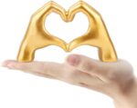 Small Gold Decor,Resin Heart Hands Sculpture for Living Room Bedroom Bookshelf Shelves Office Desk Decor,Love Finger Modern Statue for Wedding Decorations,Unique Birthday for Women Girls. - Image 2