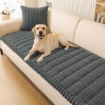 Smiry Couch Cover for Dogs Washable, Non Slip Fuzzy Pet Couch Covers for 3 Cushion Sofa Pet Friendly, Thick Soft Sofa Slipcovers Cushion Protector (Dark Grey, 27.6" x 59") - Image 2