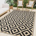 Smiry Waterproof Outdoor Rug 5x8 ft, Reversible Plastic Straw Patio Camping Rugs, Outdoor Indoor RV Mat Carpet for Patio, Outside Entry, Backyard, Deck, Bench, Picnic, Camper, Black & Beige - Image 2