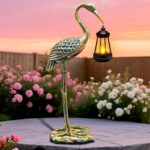 Solar Garden Statue Crane Figurine, Outdoor Hanging Solar Lanterns, 17.7 Inch Blue Heron Sculpture Statue for Patio Yard Porch, Garden Decor for Outside Birthday Gifts for Mom, Women Mother's Day - Image 2