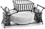 Sorbus Utensil Caddy — Use For Napkin, Cutlery, Plate Holder — Stackable Flatware Caddy, Tabletop Organizer — Ideal for Dining Table, Party, Buffet, Kitchen, Entertaining (Black) - Image 2