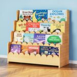 SpaceAid 4-Tier Scalloped Bookshelf, Montessori Bookcase for Toddlers, Wooden Book Shelf Organizer Display Furniture for Kids Rooms, Playroom, Nursery and Classroom, 29.6“ Wide, Natural - Image 2