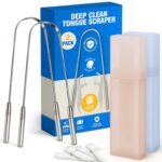 Stainless Tongue Scraper Set for Adults： Easy To Use For Oral Care and Hygiene – Pack Of 2 Stainless Steel Tongue Cleaners, 2 Travel Cases, 4 Floss Picks – Cleaning for Tongue Care & Fresh Breath - Image 2
