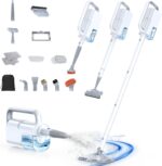 Steam Mop with Detachable Handheld Steam Cleaner, 10-in-1 Multi Accessories, Quick 10s Heat, 350ml and 2-Level Steamer for Cleaning Floor, Carpet, BBQ Grill, Tile, and Grout, Light White - Image 2