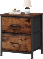 Sweetcrispy Nightstand with 2 Storage Drawers, 20" Height Small Bed Side Furniture End Table, Wooden Top Fabric Cabinet Kids Night Stand Mini Dresser for Bedroom, Closet, Entryway, Dorm - Image 2