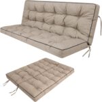 Swing Replacement Seat Cushions, 2-3 Seater Bench Cushions for Outdoor Furnitur with Backrest, Garden Recliner Seat Cushions Waterproof Sofa Pads (Khaki, 63x40in) - Image 2