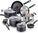 T-fal Experience Nonstick Cookware Set 12 Piece, Induction, Oven Broiler Safe 350F, Kitchen Cooking Set w/Fry Pans, Saucepan, Stockpot, Kitchen Utensils, Pots and Pans, Dishwasher Safe, Black - Image 2