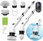TUYU Electric Spin Scrubber, Full-Body IPX7 Waterproof Bathroom Scrubber with Power LCD Display, Adjustable Extension Handle, Cordless Shower Cleaner Brush for Bathtub Kitchen Wall Cleaning - Image 2