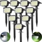 Tadyreal Solar Spot Lights Outdoor 10 Pack, [46 LED/3 Modes] Solar Landscape Spotlights Waterproof, 2-in-1 Auto On/Off Solar Powered Lights for Outside Yard Garden Wall Pathway(Cool White) - Image 2
