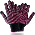 Teenitor 2 Pcs Heat Resistant Gloves With Silicone Bumps, Professional Heat Proof Glove Mitts For Hair Styling Curling Iron Wand Flat Iron Hot-Air Brushes Sublimation Gloves Rose Red - Image 2