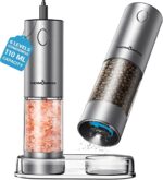 ThermoMaven Upgraded Larger Capacity Electric Salt and Pepper Grinder Set, 110ml Rechargeable Salt and Pepper Shaker with LED Light, Stainless Steel Automatic Pepper Mill with 6 Adjustable Coarseness - Image 2