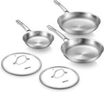 Titanium Pans set, 8+10+12Inch Pure Titanium Hammered Pro with Two Lids, Non-Toxic Skillet for Cooking, PFAS/PFOA/PTFE Free Cookware, Dishwasher&Oven Safe, Kitchen Induction Compatible - Image 2
