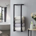 Towel Rack for Rolled Towels, Towel Rack for Bathroom,Wall Mounted Metal Bathroom Organizer, Bath Towel Holder Wall for Modern Small Space Bathroom Towel Storage (Black) - Image 2