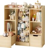 Toy Storage Organizer with Stuffed Animal Storage, Solid Pine Wooden Toy Organizer & Stuffed Animal Zoo, 4 Cubes Shelf with 2 Movable Drawers, 4 -in-1 Book Shelf for Kids Room, Playroom, Nursery - Image 2