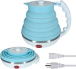 Travel Electric Kettle Small, Portable Travel Kettle Electric, Collpasible Electric Kettle, Food Grade Silicone Tea Kettle, Ultra-thin Foldable, Auto Shut off and Keep Warm, 110V 555ml (Blue) - Image 2