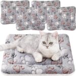 Tuanse 4 Pack Ultra Soft Dog Cat Bed Mat Small Animal Guinea Pig Bed with Cute Print Reversible Fleece Dog Crate Kennel Pad Cozy Washable Thickened Hamster Pet Beds Mat(13 x 19 Inches,Light Gray) - Image 2