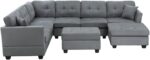 U-Style Upholstery Sectional Sofa with Storage Ottoman Living Room Furniture Corner Set - Image 2