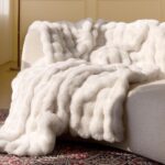 Ultra Soft Cozy Faux Fur Throw Blanket, Fuzzy Plush Thick Bubble Blanket, Luxury Fluffy Blanket for Couch, Sofa, Bedroom, and Living Room, 50x60 Inches, Cream White - Image 2