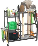 Ultrawall Garden Tool Organizer, Yard Tool Storage Rack for Garage Organization with Lockable Wheels, Garden Tool Stand for Rake, Brooms, Indoor & Outdoor Use - Image 2