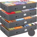 Under Bed Storage Bins - Pack Of 4 Under The Bed Storage Containers For Clothes, Blankets, Winter Clothing, & Shoes - Underbed Storage Containers With Handles, Dual Zippers, & Clear Top - Image 2
